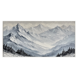 Silent Peaks Textured Mountain Painting