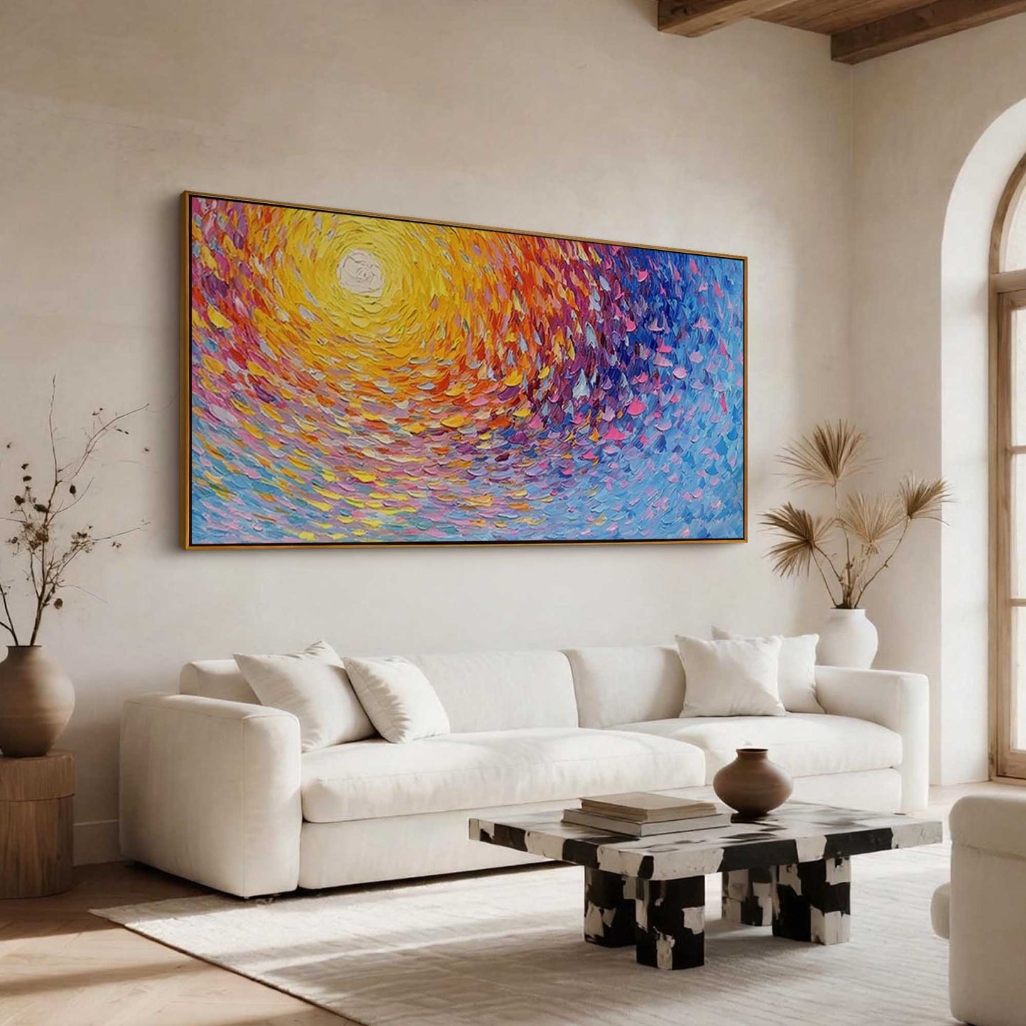 Sunset Vortex Impasto Abstract Painting