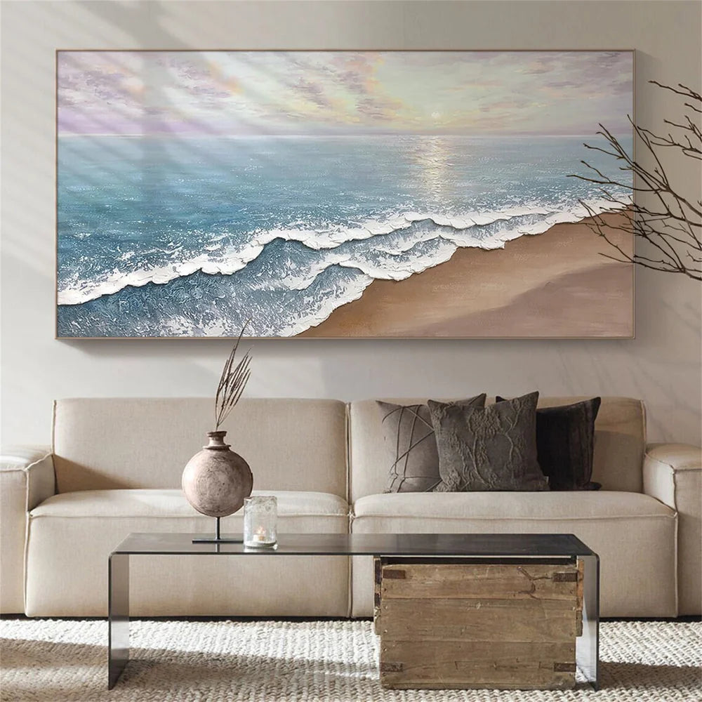 Golden Horizon-Beach Waves Painting