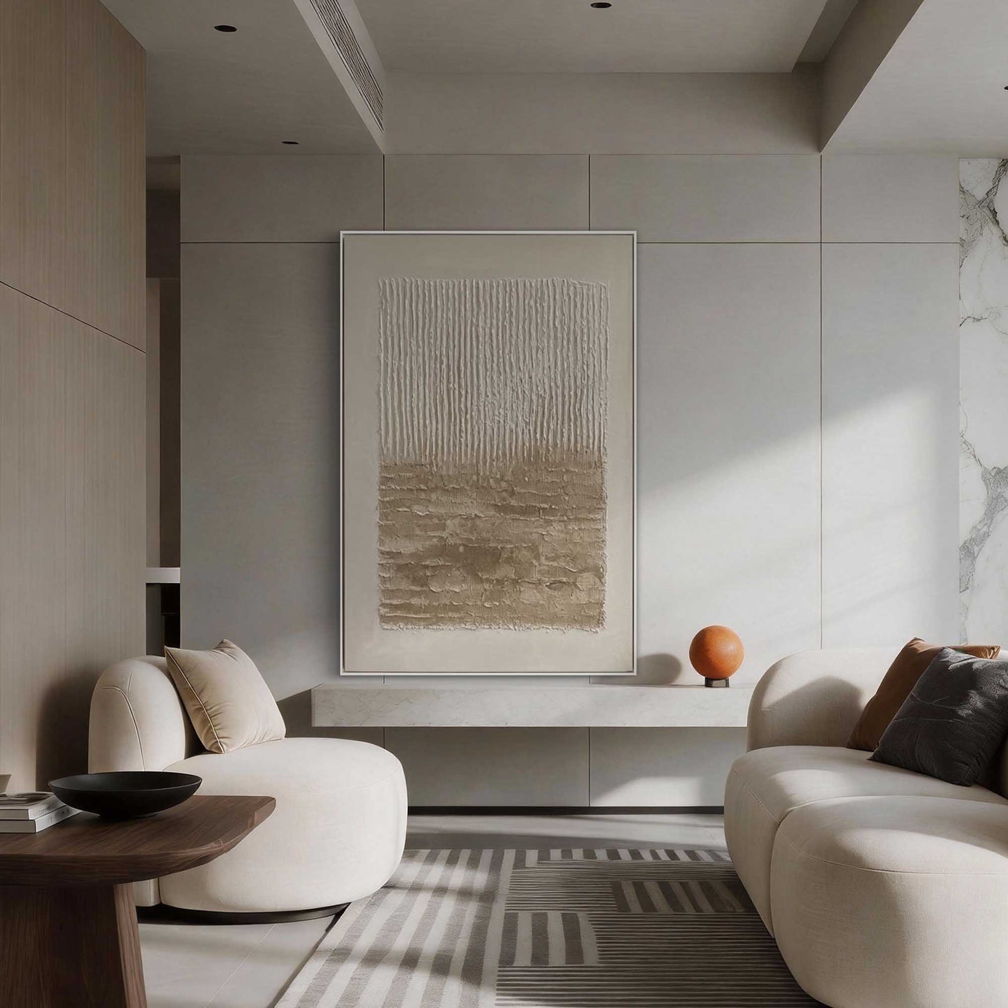 Neutral Cascade Wabi Sabi Canvas Art