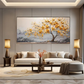 Golden Harmony Textured Tree Painting