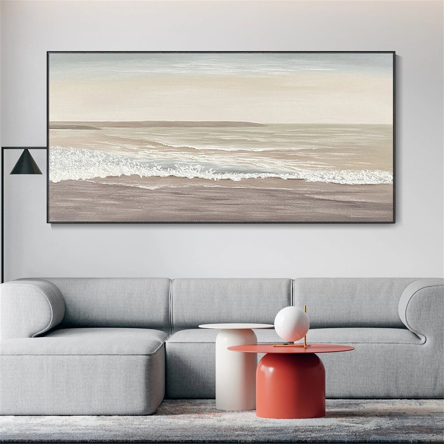 Sandy Calm-Beige Ocean Painting