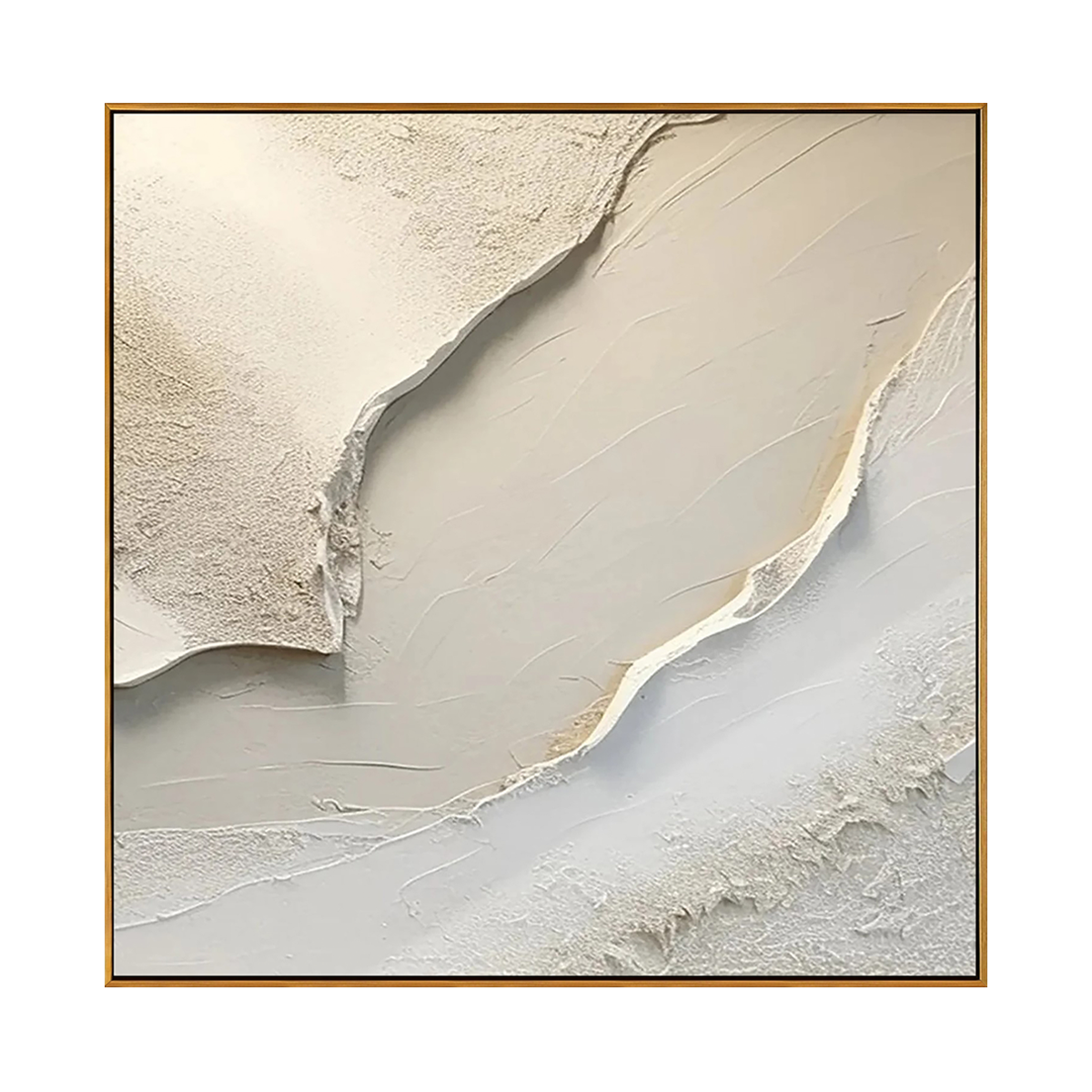 Cream Shoreline Impasto Abstract Painting
