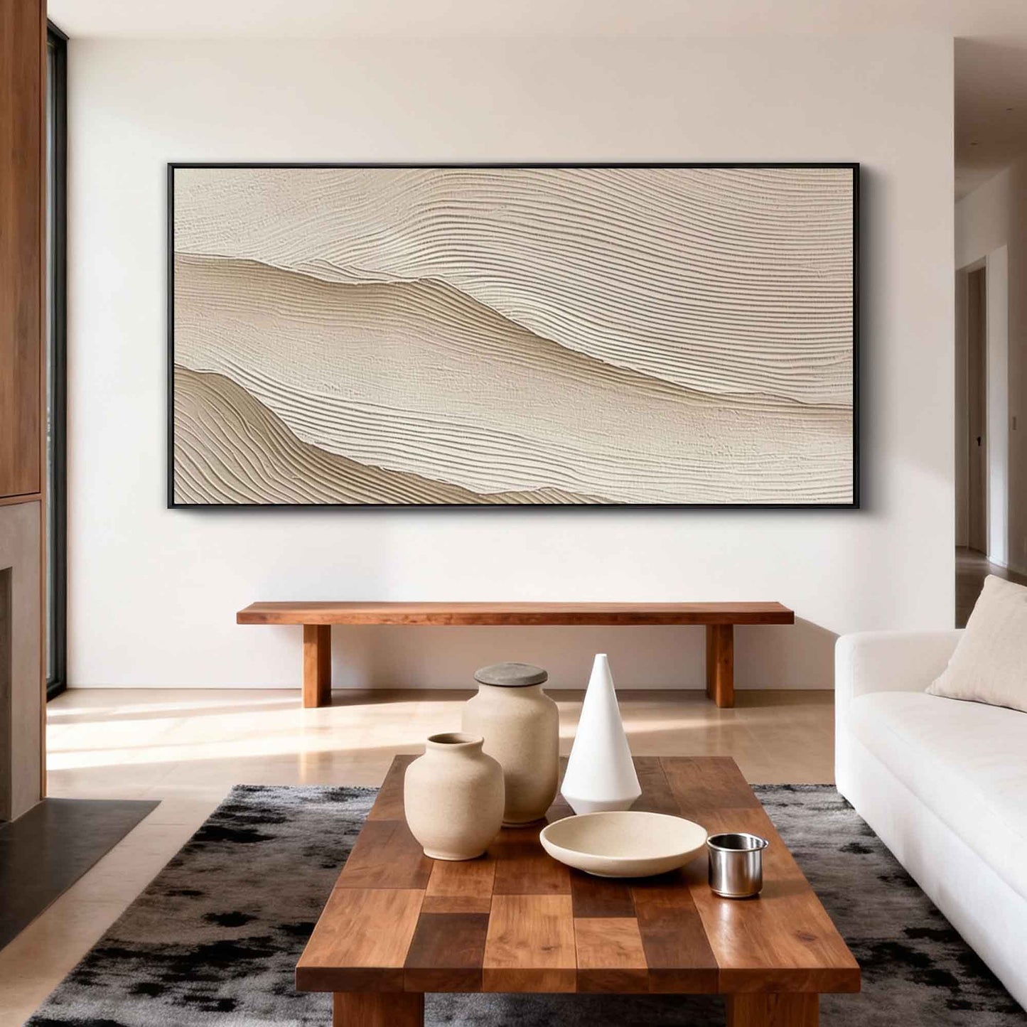 Beige Sand Wave Textured Abstract Painting