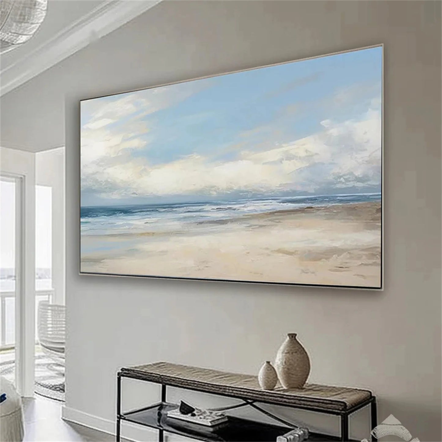 Azure Crest-Blue Ocean Wave Painting