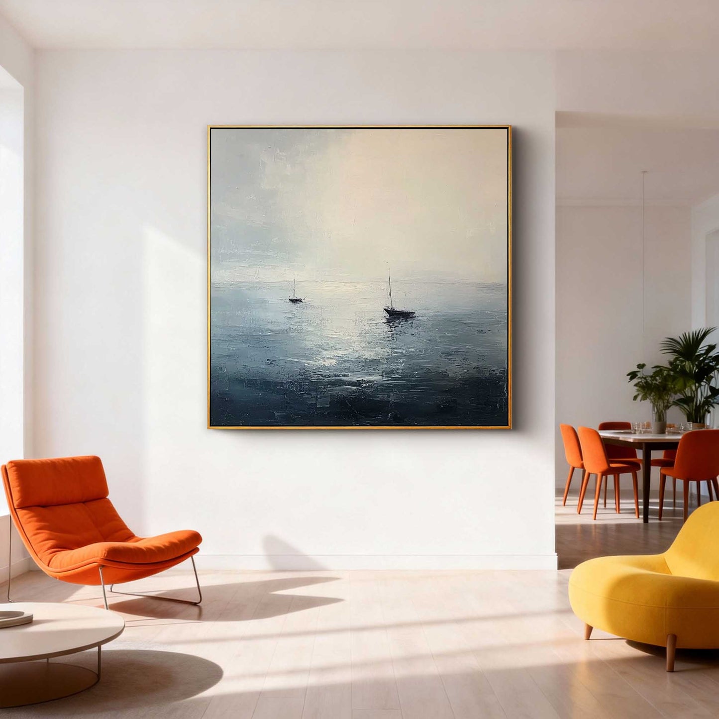 Misty Harbor Sailboat Painting