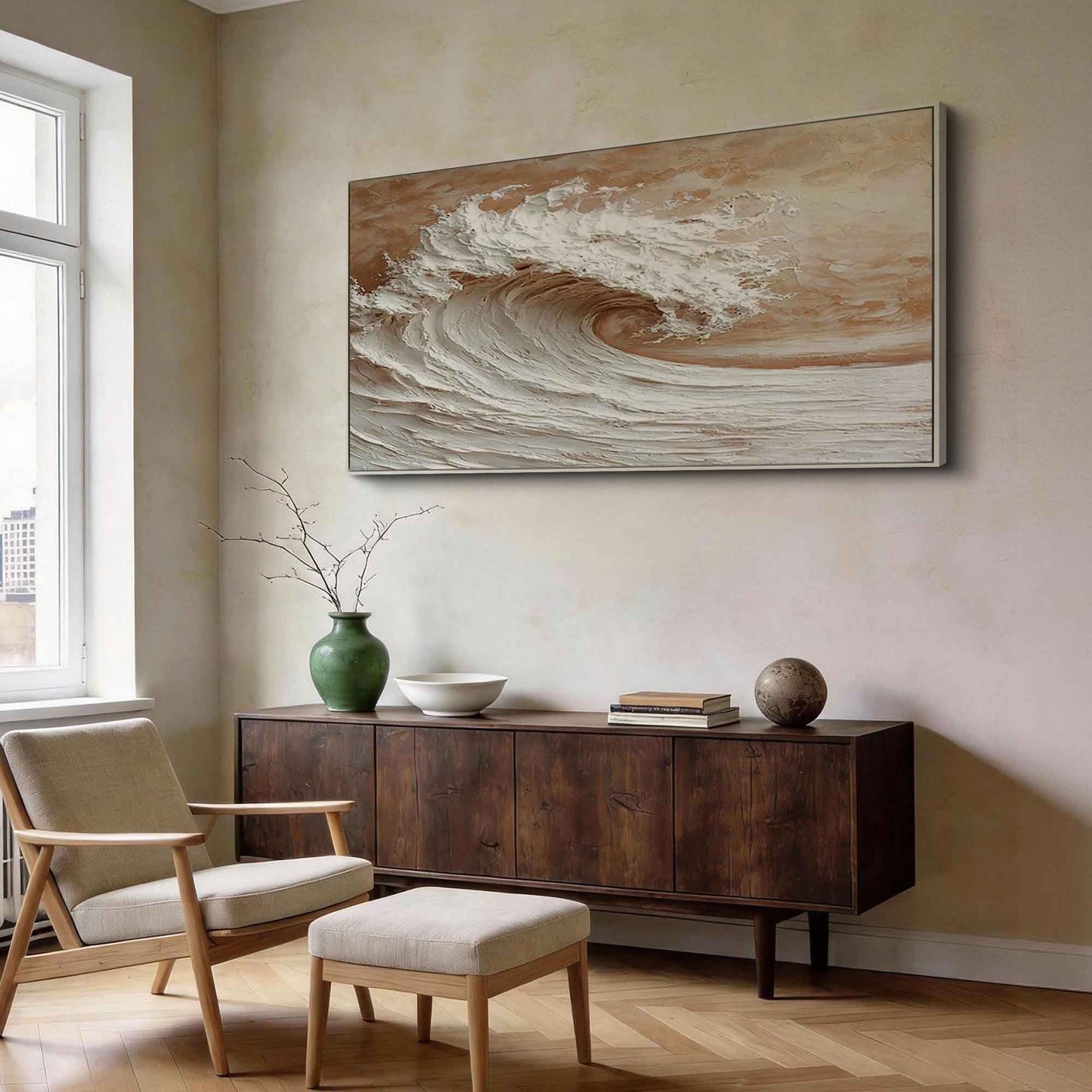 Sunlit Surf Wave Painting