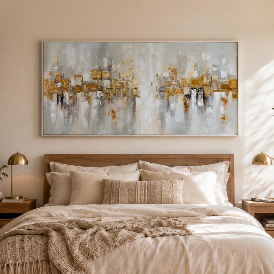 Abstract Metallic Cityscape Painting #ART09