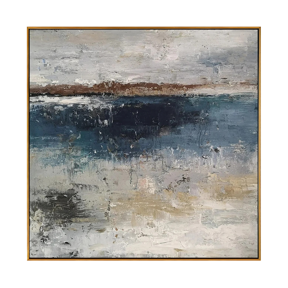 Vintage Horizon Abstract Seascape Painting