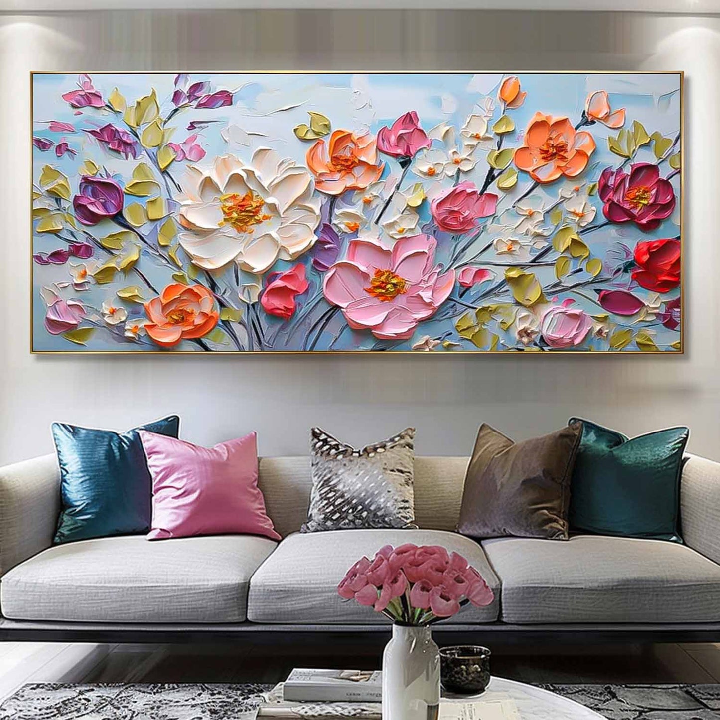 Blossom Symphony Blue Garden Painting