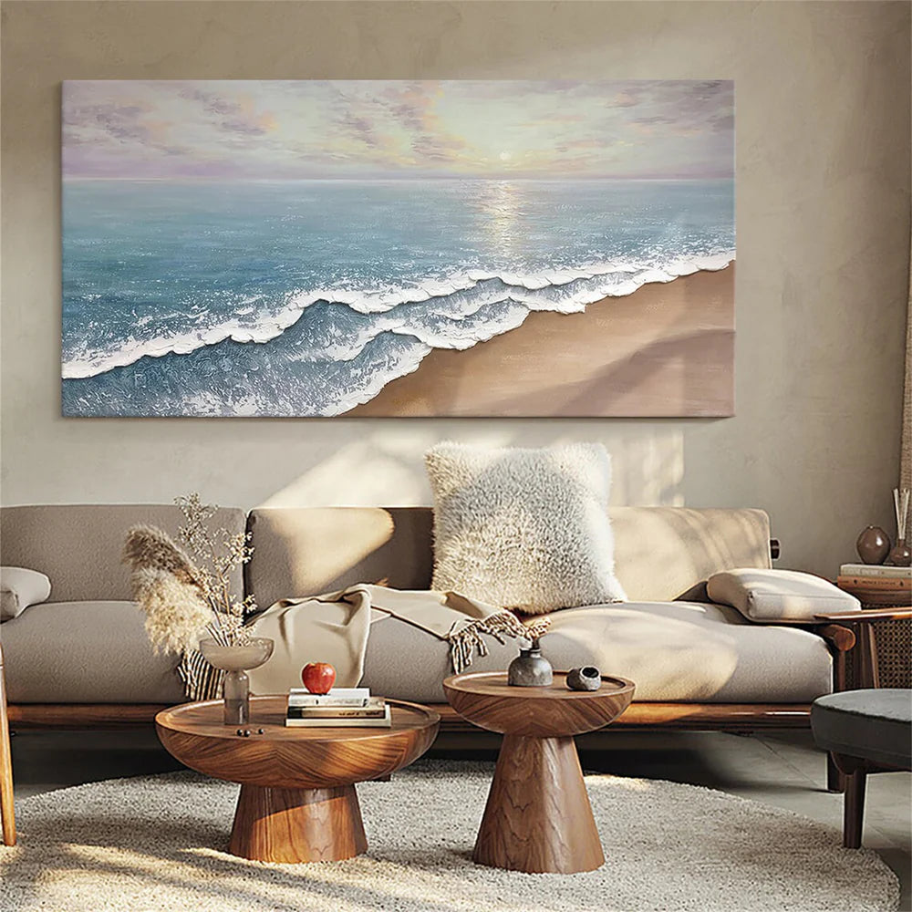 Golden Horizon-Beach Waves Painting
