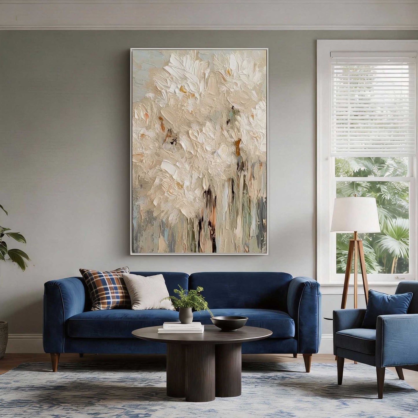 Ivory Bloom Impasto Flower Canvas Art