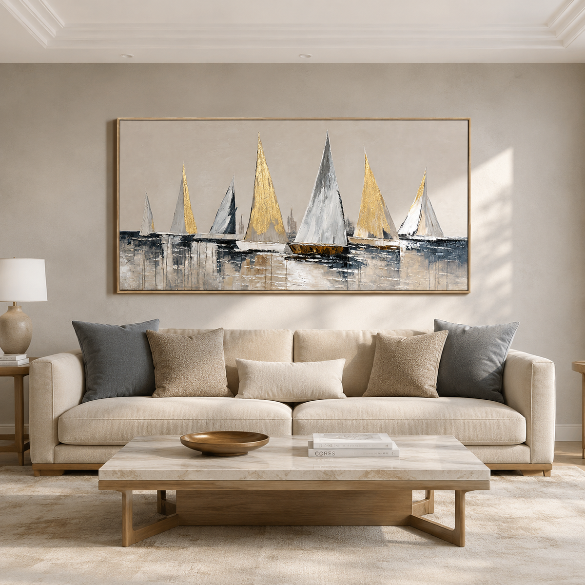 Abstract Sailboat Textured Painting