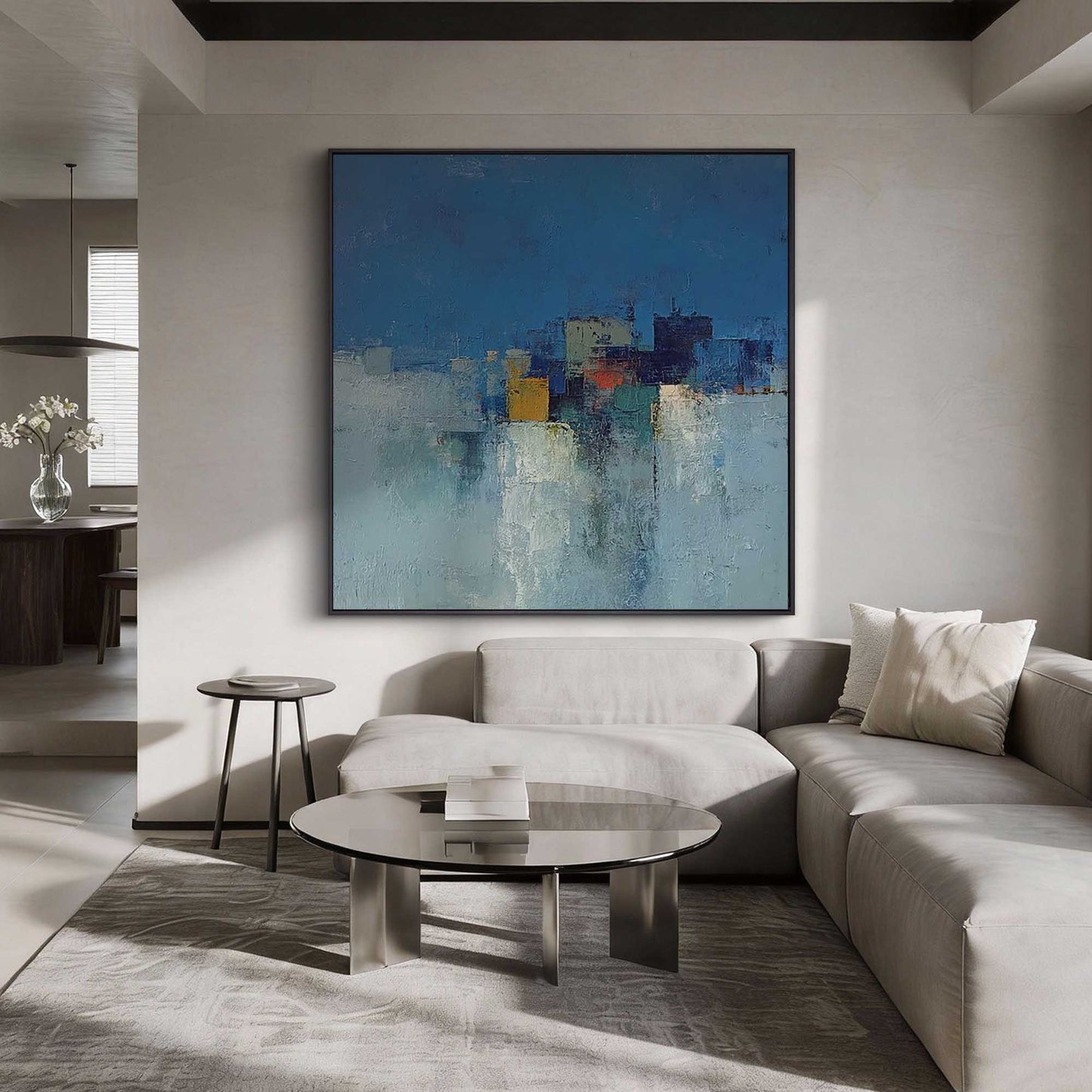 Cobalt Horizon Abstract Cityscape
