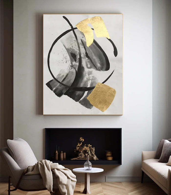 Golden Motion Abstract Painting