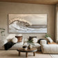 Golden Tide-Beige Ocean Wave Painting