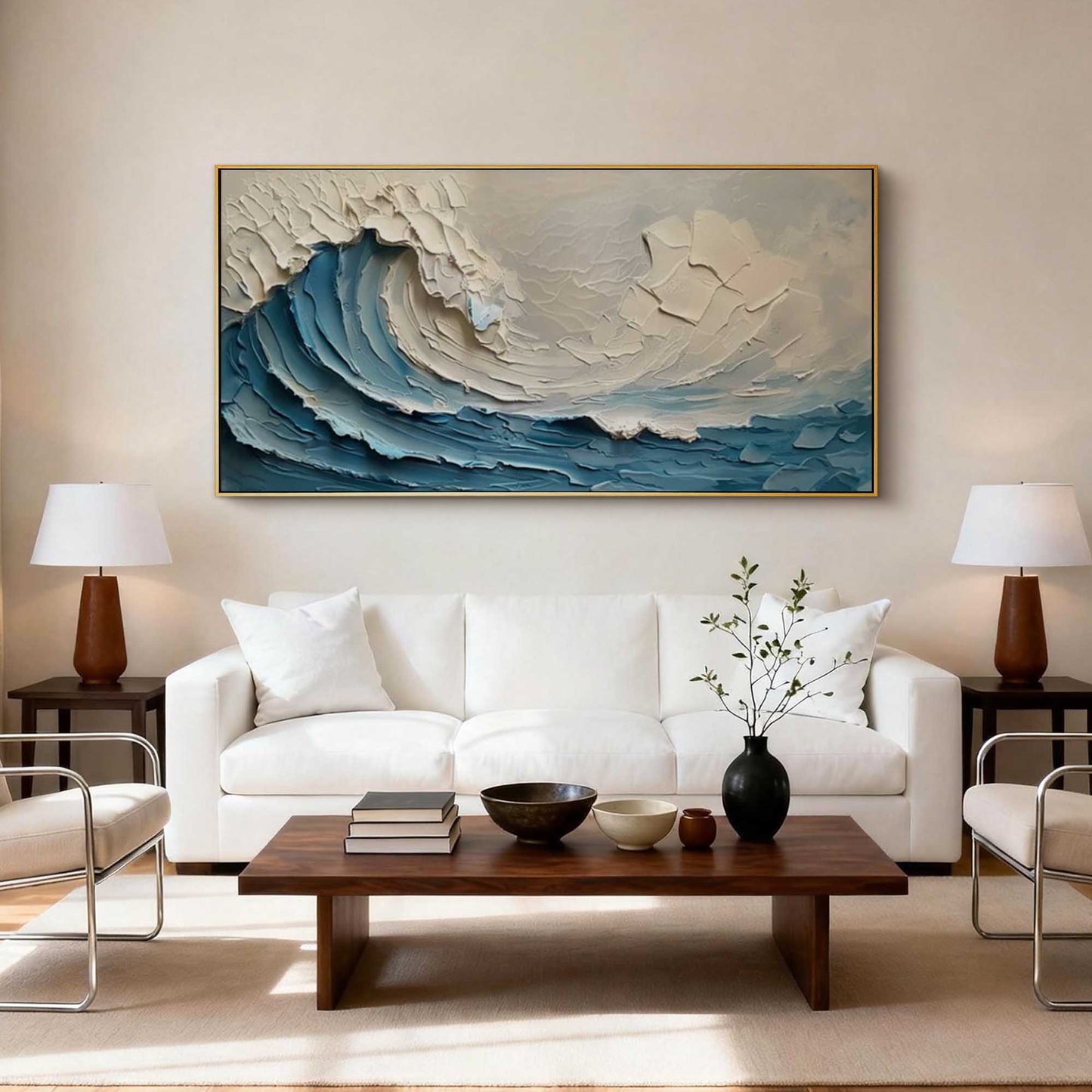Turquoise Crested Wave Thick Texture Painting