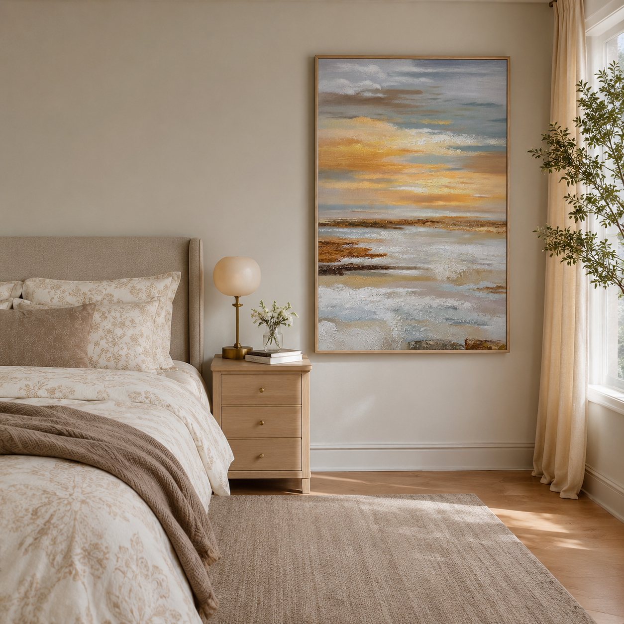 Golden Horizon Abstract Sunset Landscape Painting #RFX4£¨77£©