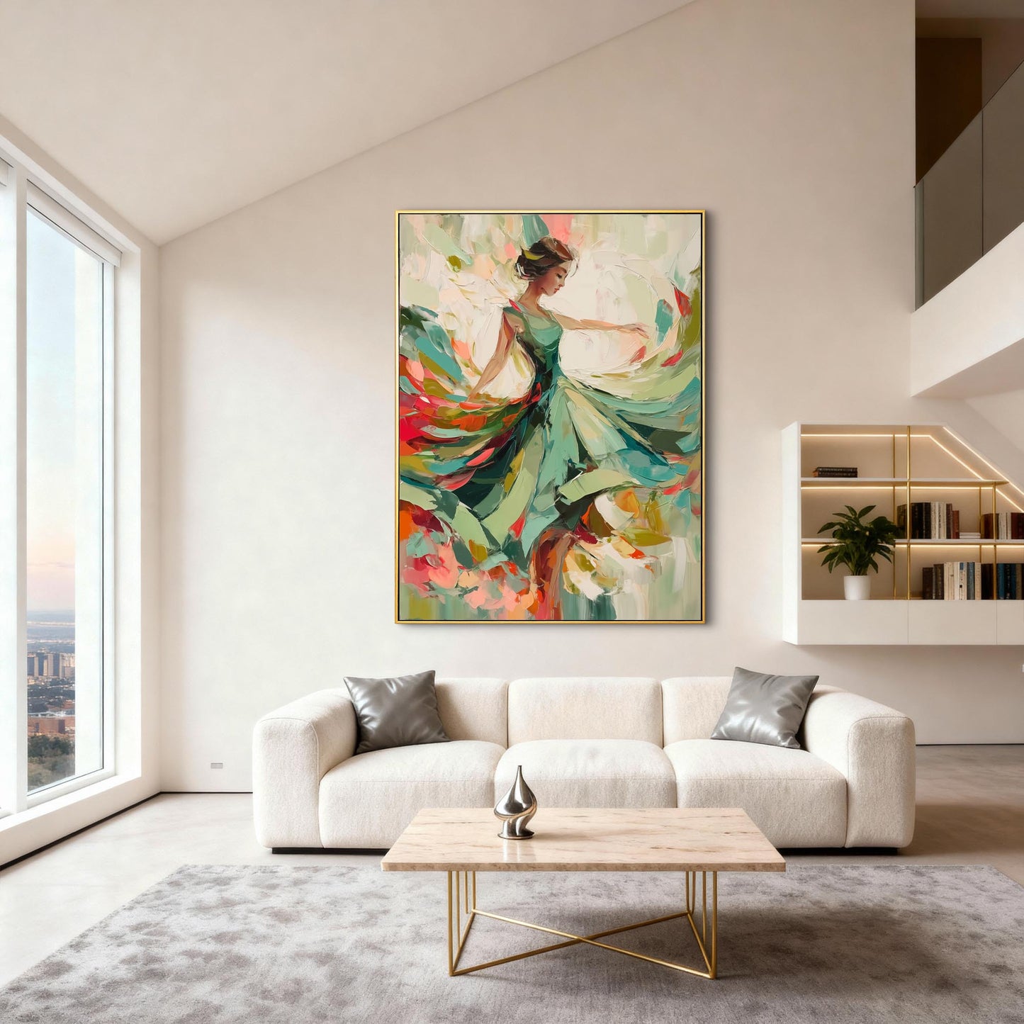 Emerald Ballerina Impasto Canvas Art