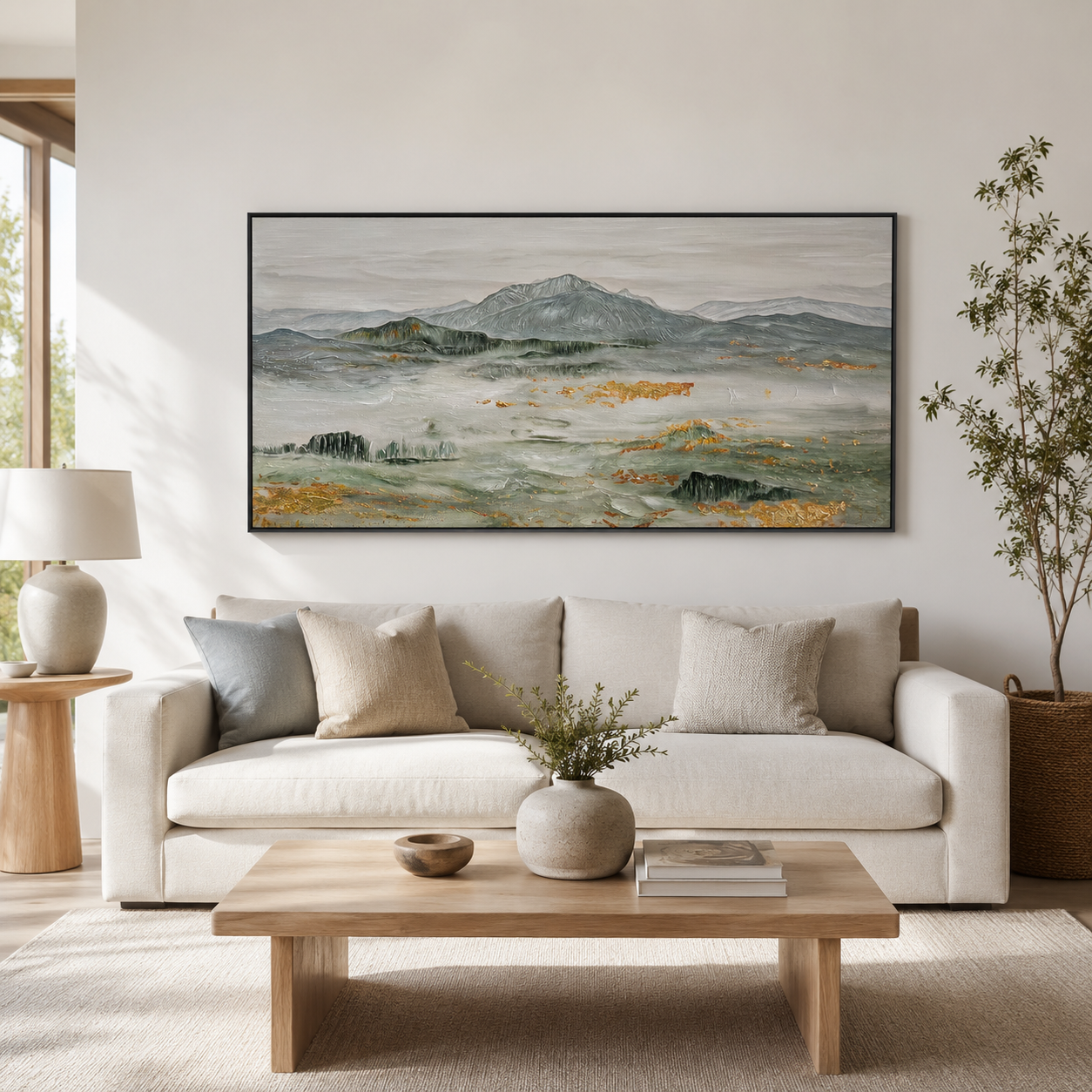 Whispered Peaks Textured Landscape Painting #RHK7