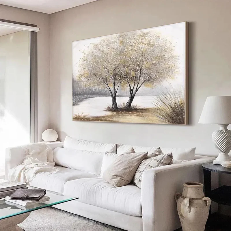 Tree by the Lake Textured Painting