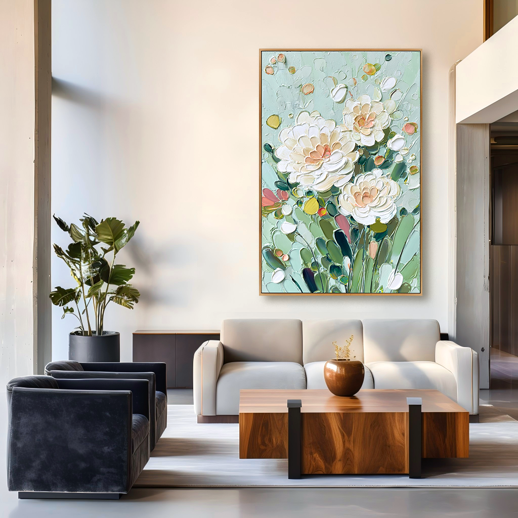 Mint Blossom Serenity Floral Painting