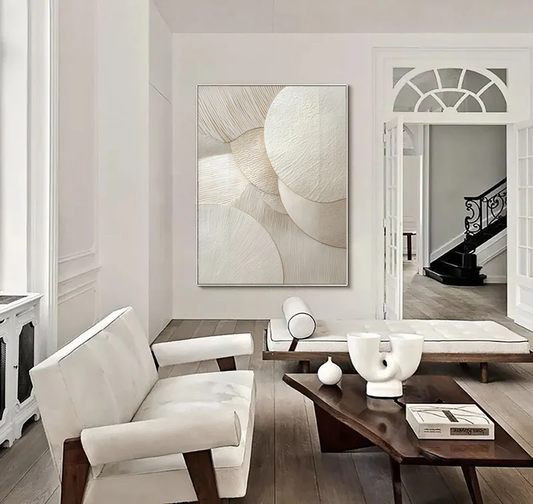 Ivory Echo Layered Circle Abstract Painting