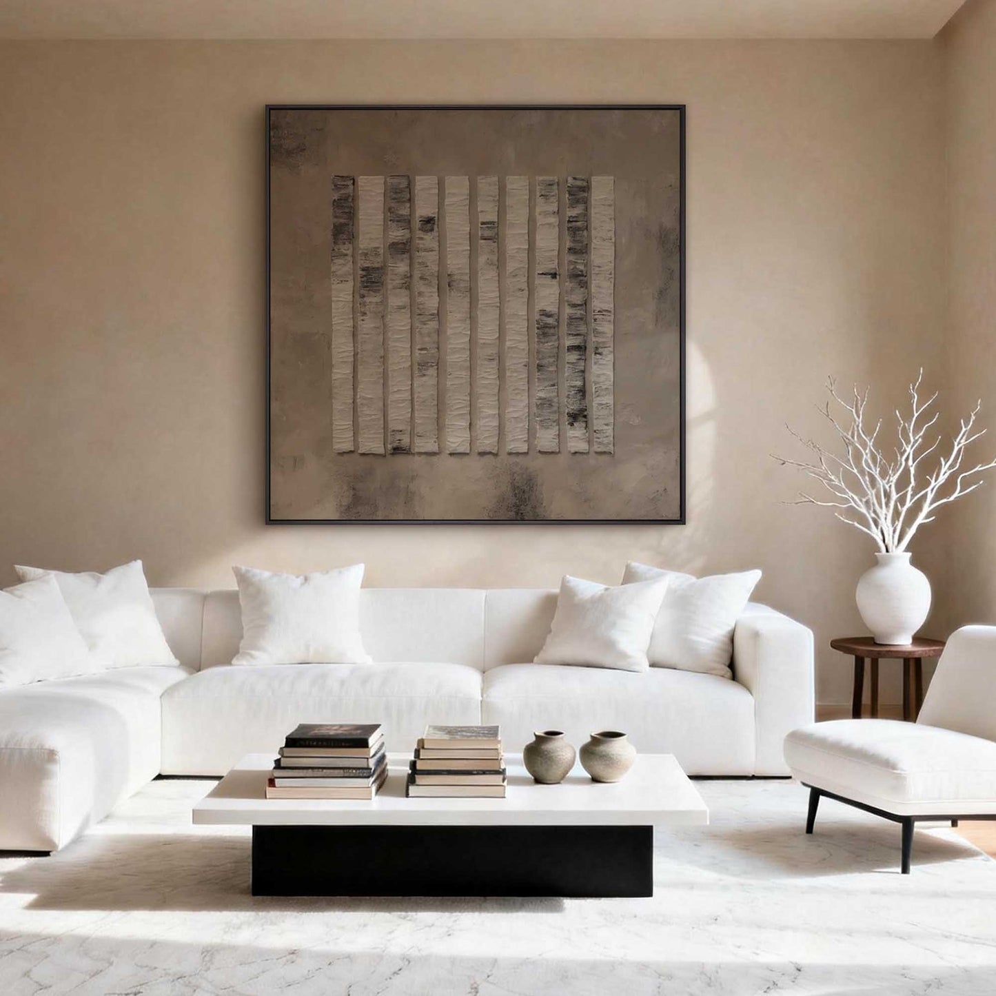 Neutral Vertical Stripes Painting