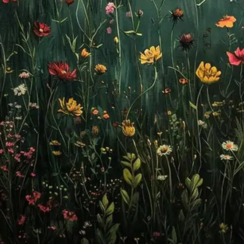 Twilight Meadow Floral Painting