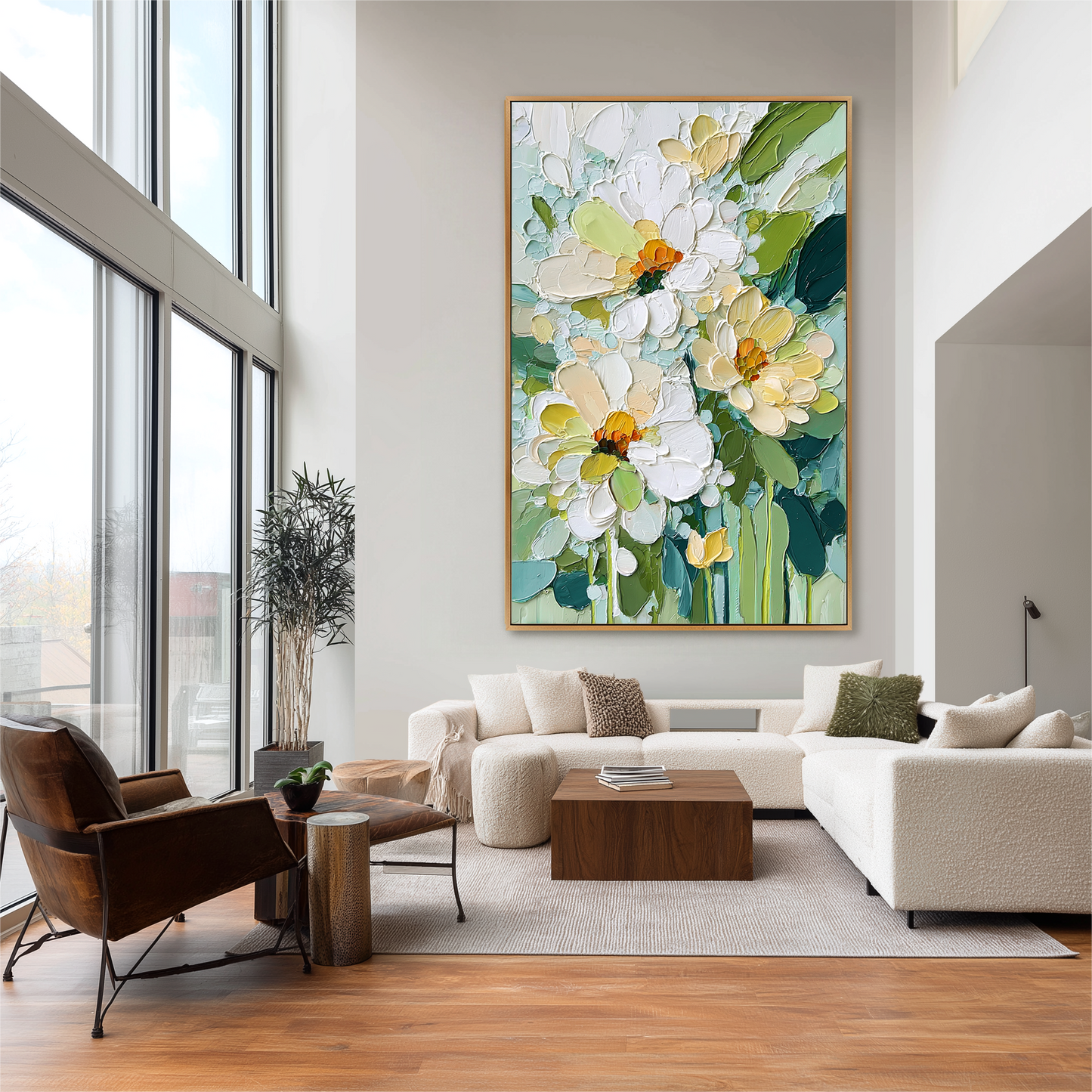 Mint Breeze Floral Abstract Painting