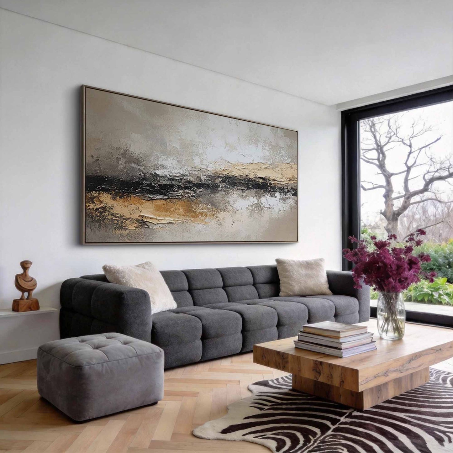 Black Gold Horizon Abstract Painting