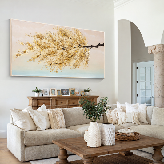 Golden Reverie-Gold Blossom Painting