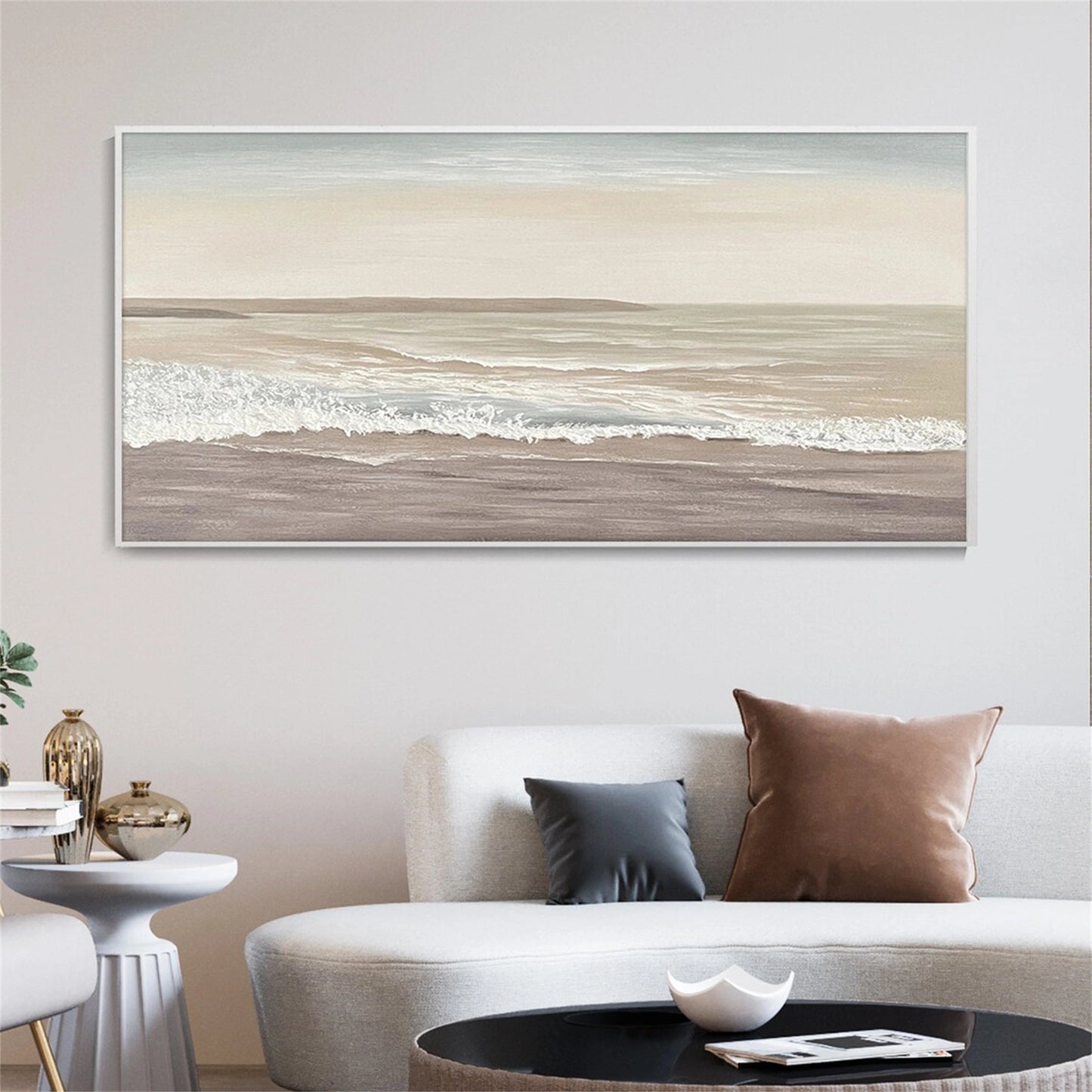 Sandy Calm-Beige Ocean Painting