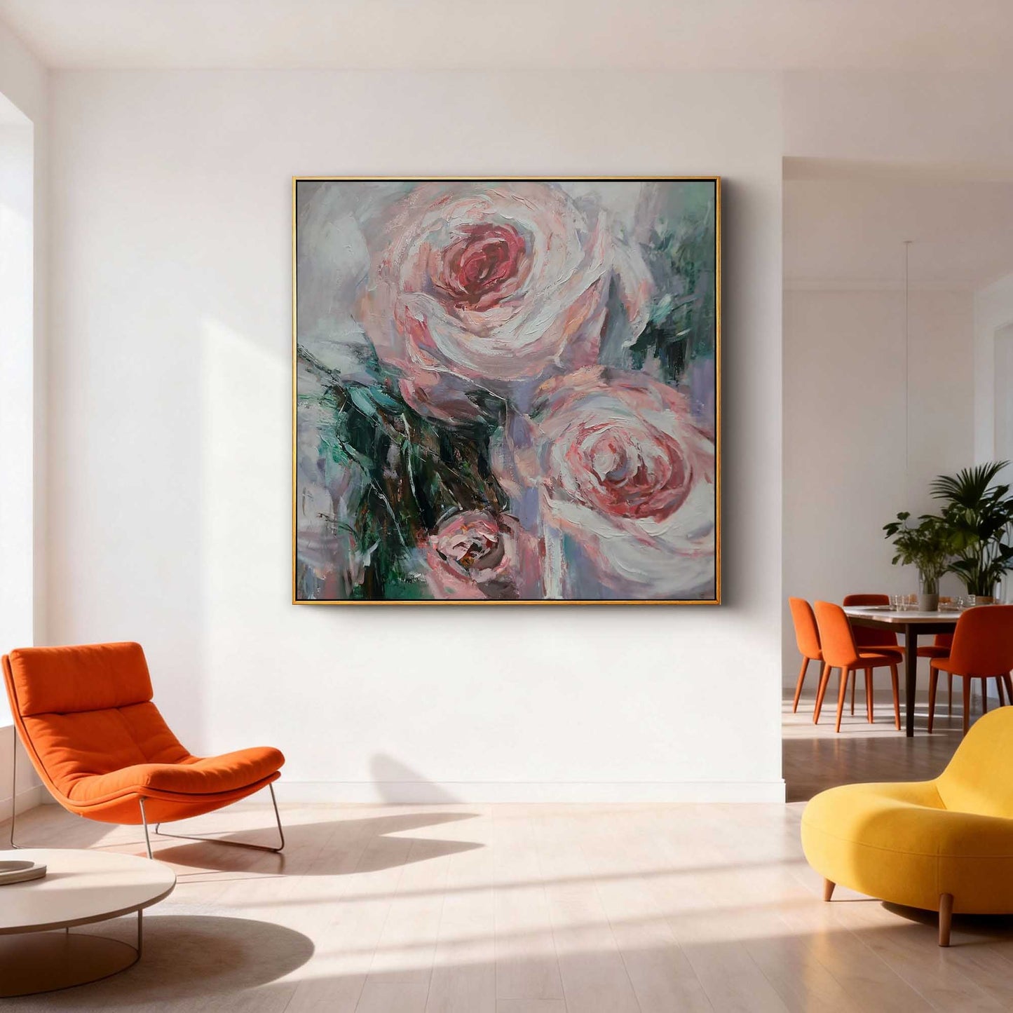 Blush Rose Impasto Floral Painting
