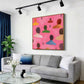 Crowd on Pink Abstract Painting