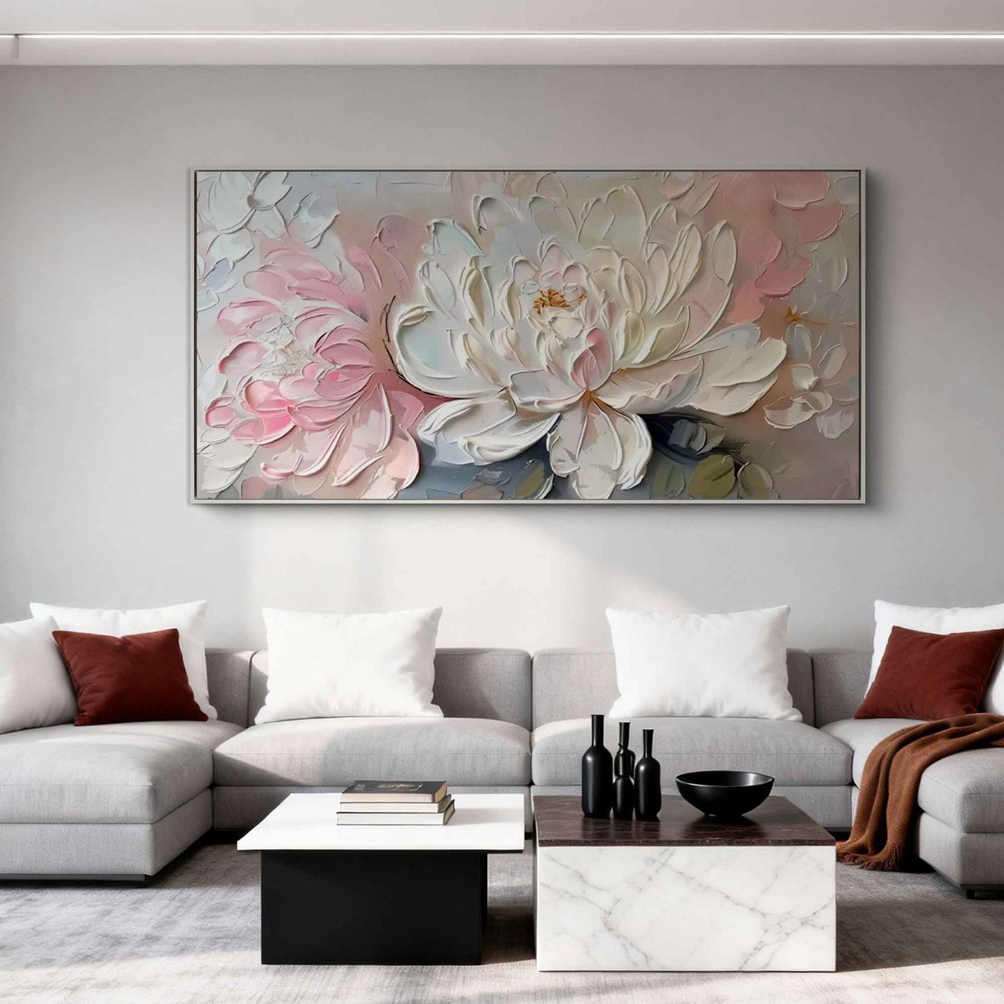 Blush Peony Thick Paint Floral Painting