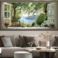 Window Escape–Serene Lake Landscape Painting