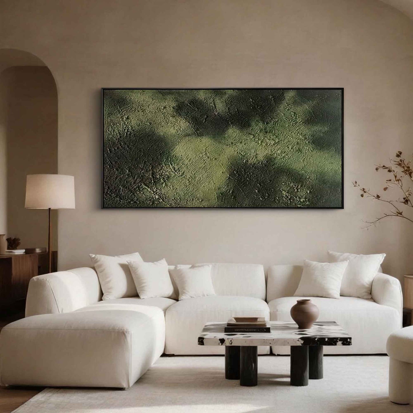 Emerald Moss Textured Abstract Canvas Art