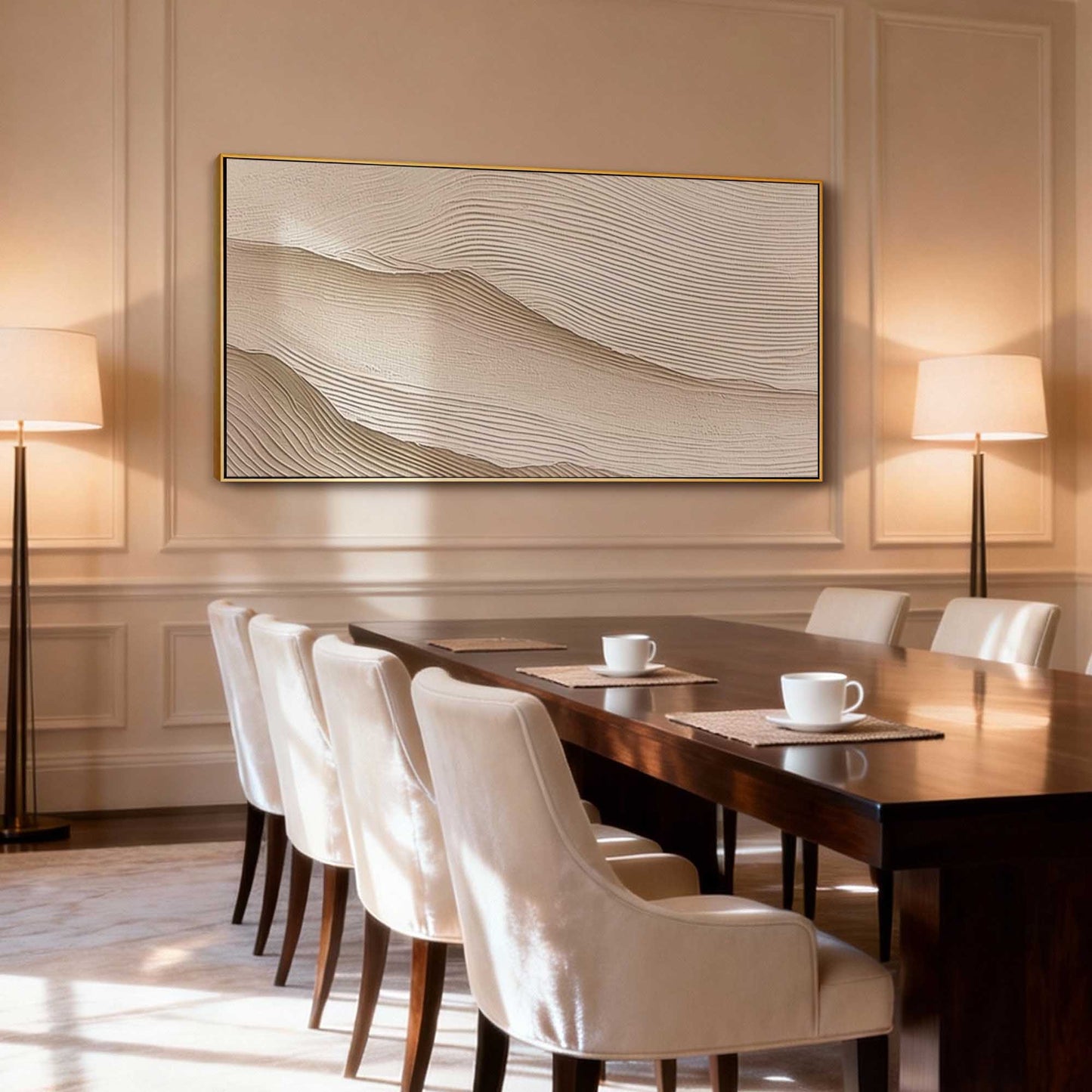 Beige Sand Wave Textured Abstract Painting
