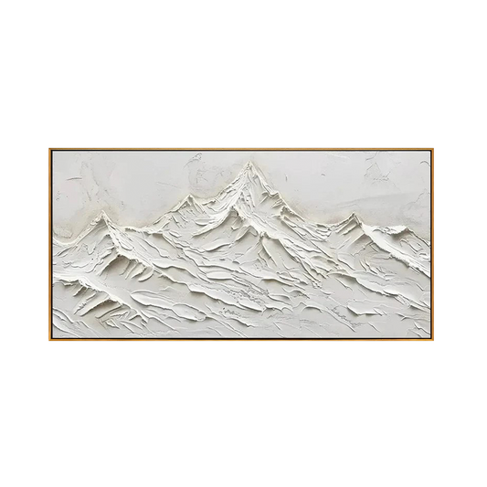White Summit Textured Mountain Painting