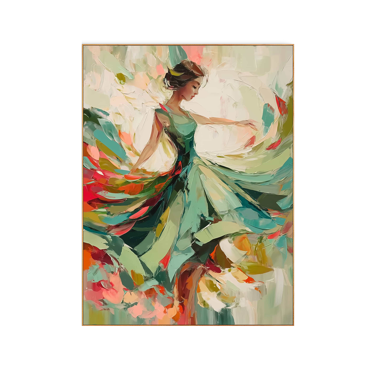 Emerald Ballerina Impasto Canvas Art