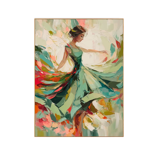 Emerald Ballerina Impasto Canvas Art