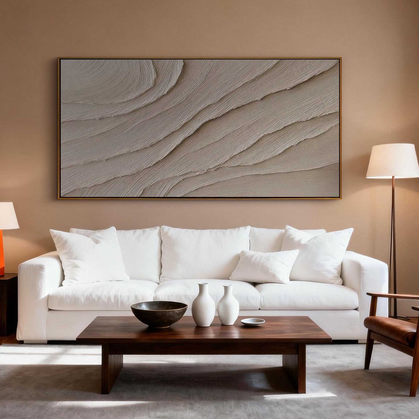 Cream Wave Textured Painting