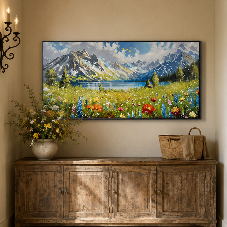 Alpine Meadow Landscape Painting