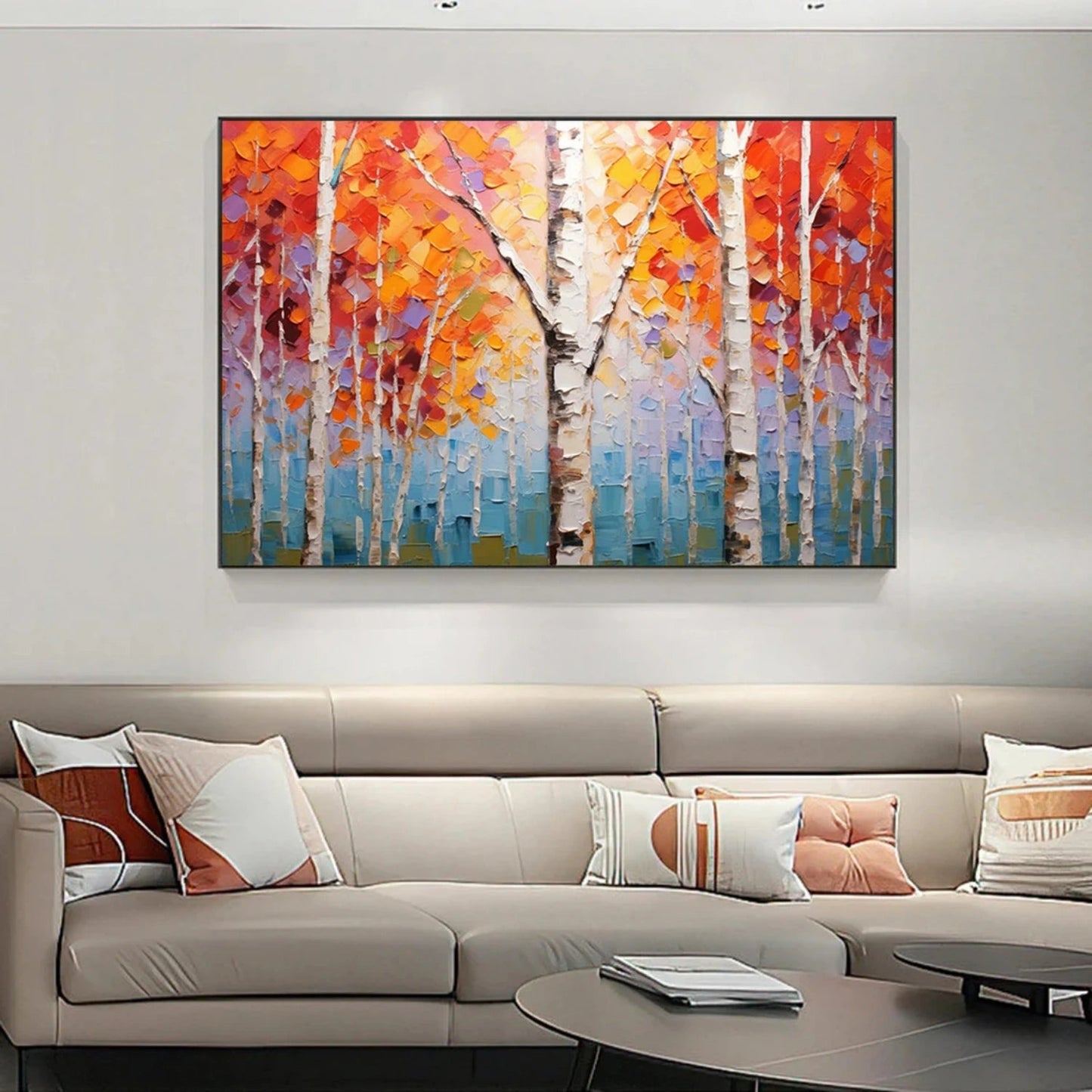 Autumn Ember Birch Forest Abstract Painting