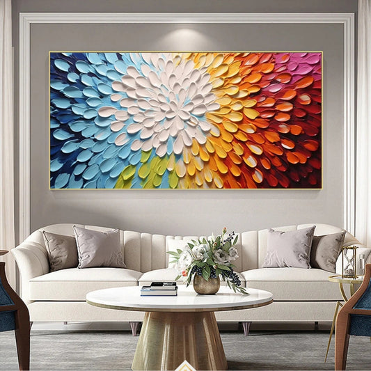 Radiant Spectrum Textured Abstract Painting