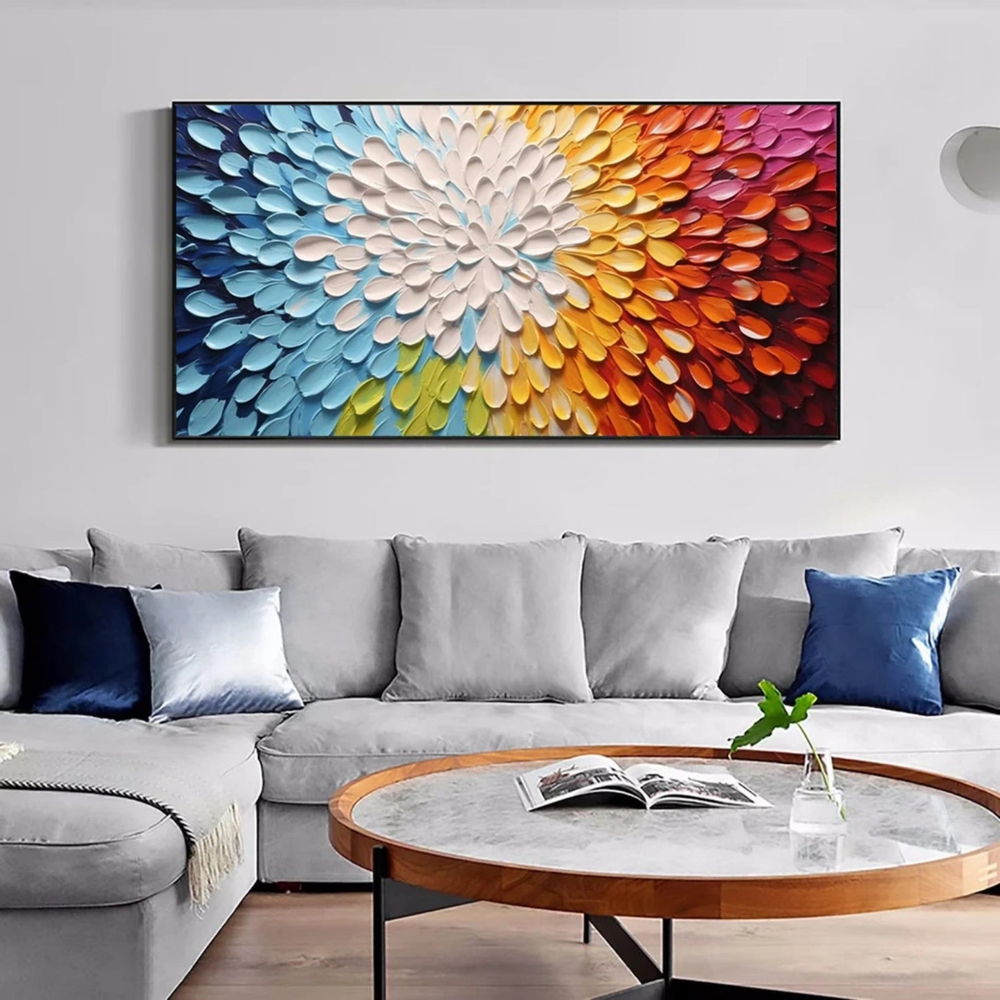 Radiant Spectrum Textured Abstract Painting