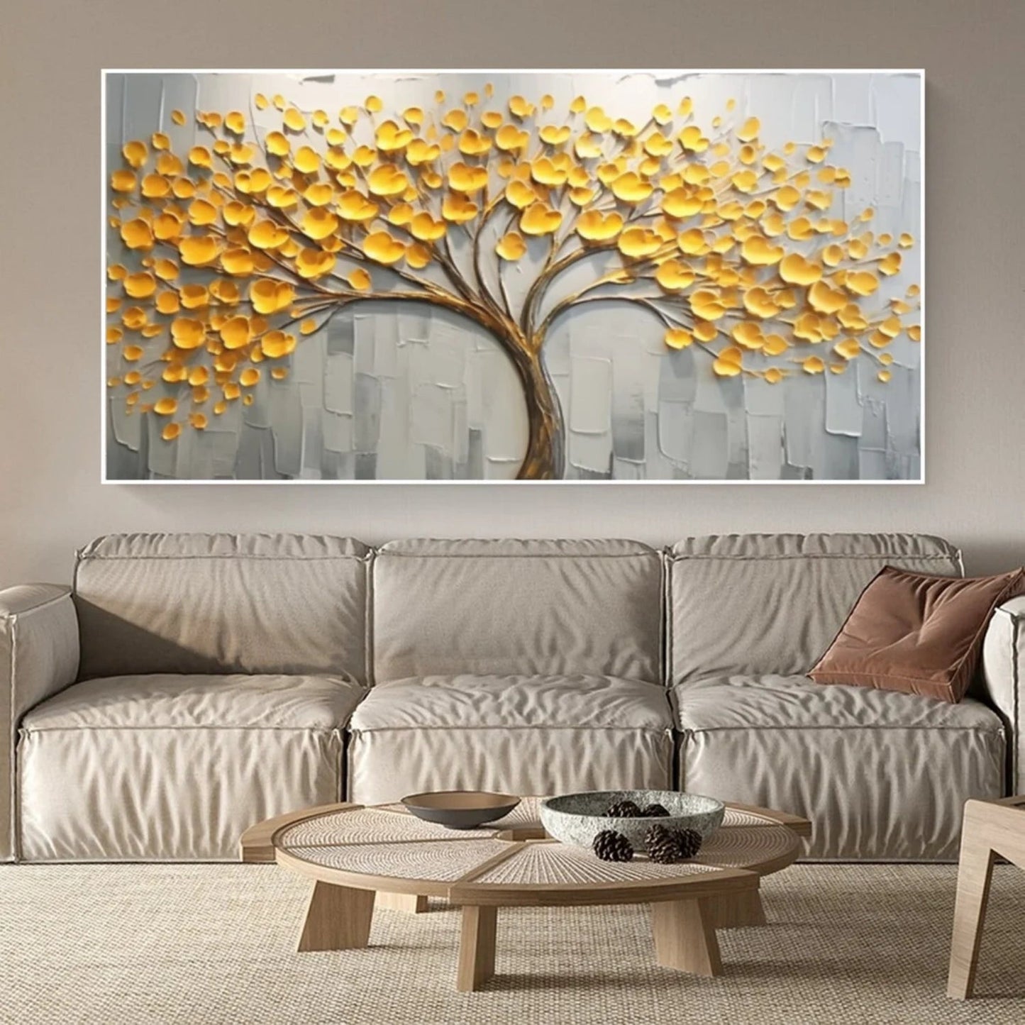 Golden Canopy Tree Textured Painting