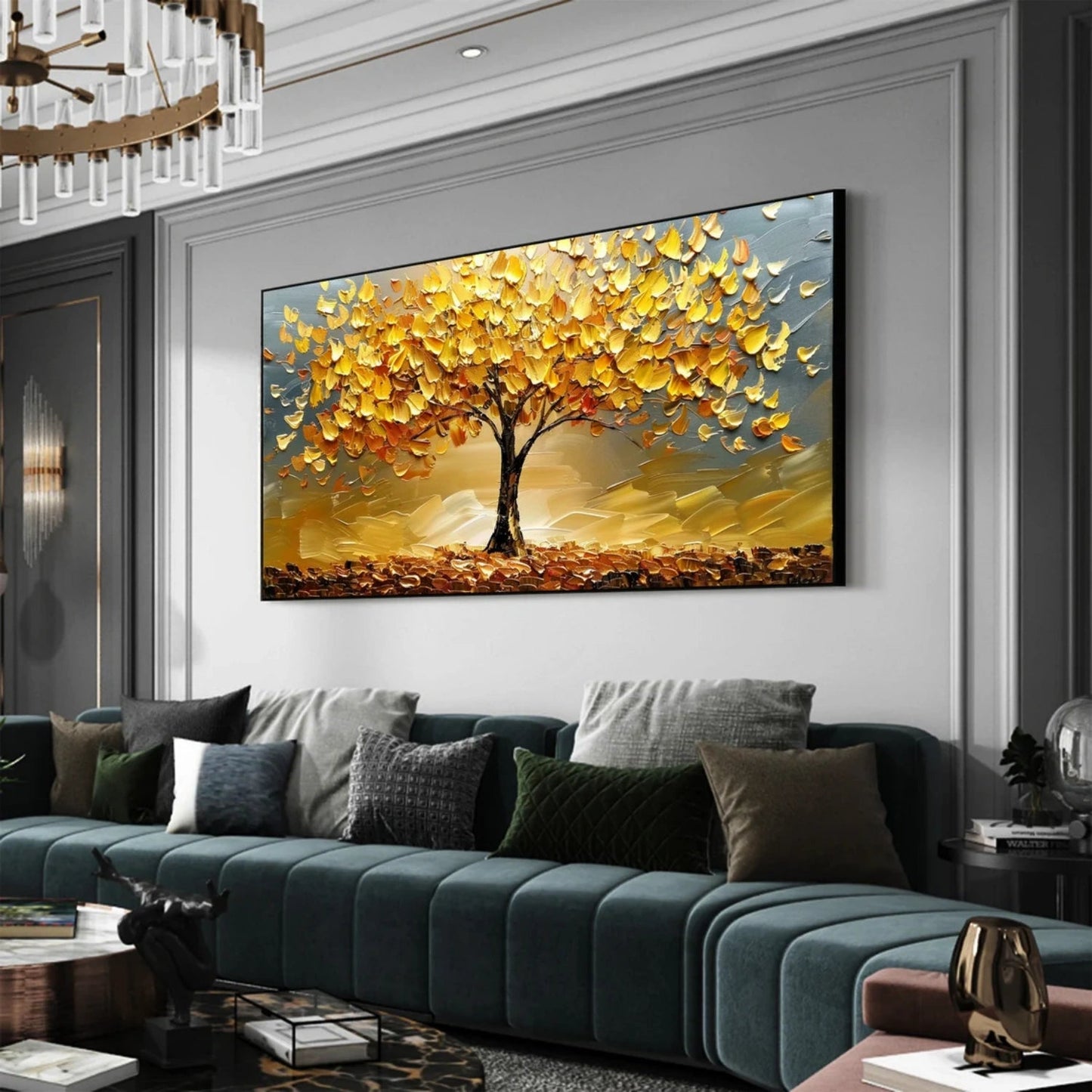 Autumn Glow Golden Tree Abstract Painting