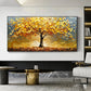 Autumn Glow Golden Tree Abstract Painting